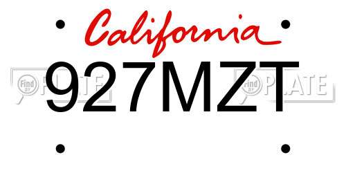 927MZT California License Plate
