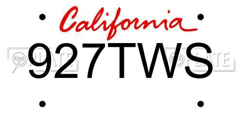 927TWS California License Plate
