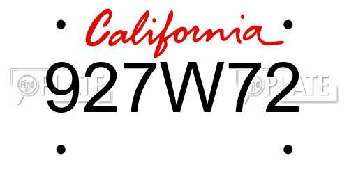 927W72 California License Plate