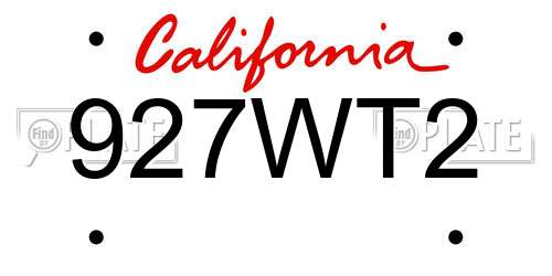 927WT2 California License Plate