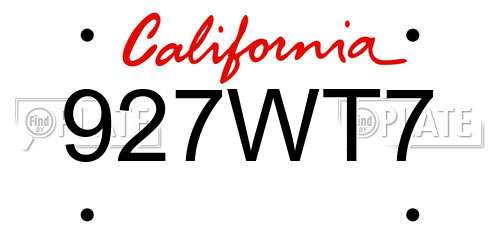 927WT7 California License Plate