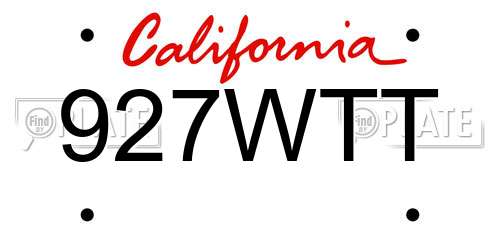 927WTT California License Plate