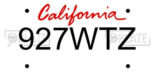 927WTZ California License Plate