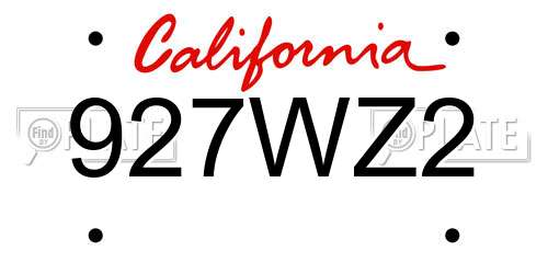 927WZ2 California License Plate