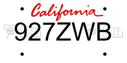 927ZWB California License Plate