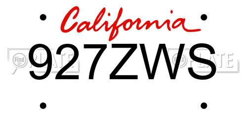 927ZWS California License Plate