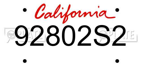 92802S2 California License Plate