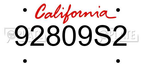 92809S2 California License Plate