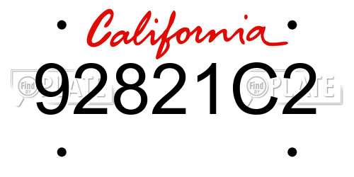 92821C2 California License Plate
