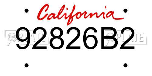 92826B2 California License Plate