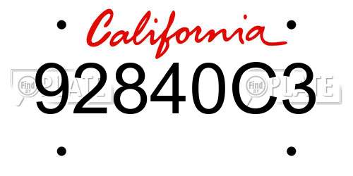 92840C3 California License Plate