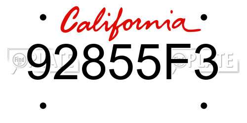92855F3 California License Plate