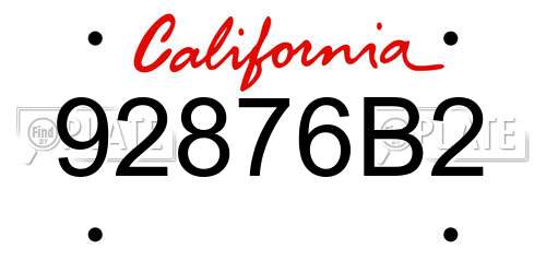92876B2 California License Plate