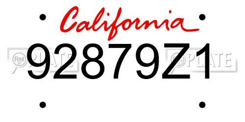 92879Z1 California License Plate