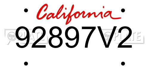 92897V2 California License Plate