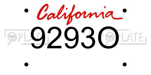 9293O California License Plate