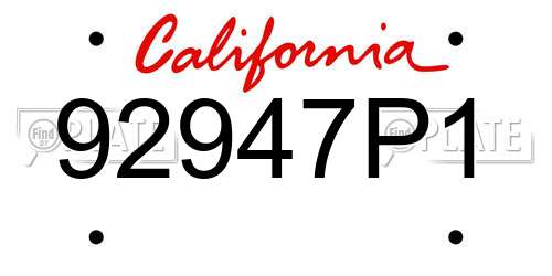 92947P1 California License Plate