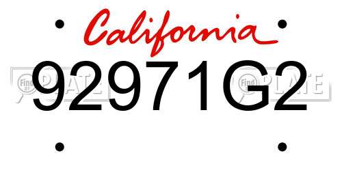 92971G2 California License Plate