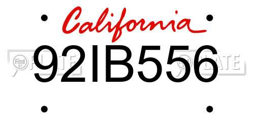 92IB556 California License Plate
