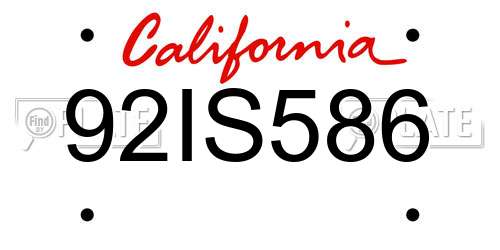 92IS586 California License Plate