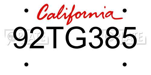 92TG385 California License Plate