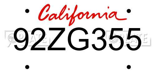 92ZG355 California License Plate