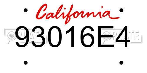 93016E4 California License Plate