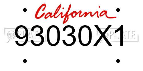 93030X1 California License Plate