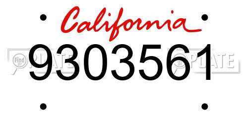 9303561 California License Plate