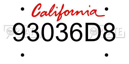 93036D8 California License Plate