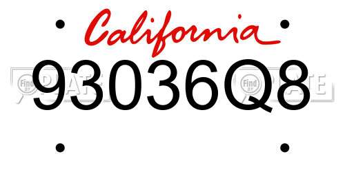 93036Q8 California License Plate
