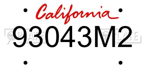 93043M2 California License Plate
