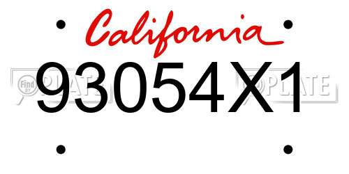 93054X1 California License Plate