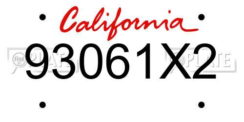 93061X2 California License Plate