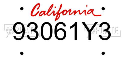 93061Y3 California License Plate