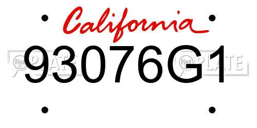 93076G1 California License Plate