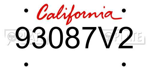 93087V2 California License Plate
