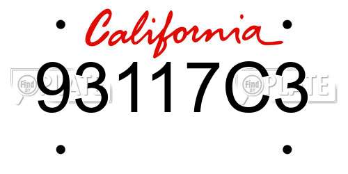 93117C3 California License Plate