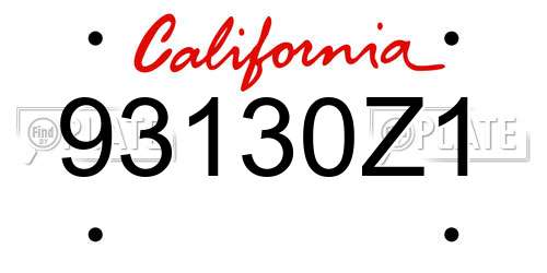93130Z1 California License Plate