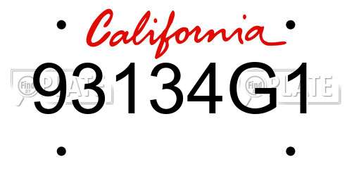 93134G1 California License Plate