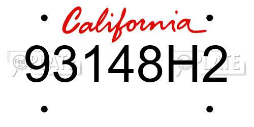 93148H2 California License Plate