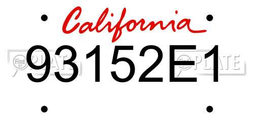 93152E1 California License Plate