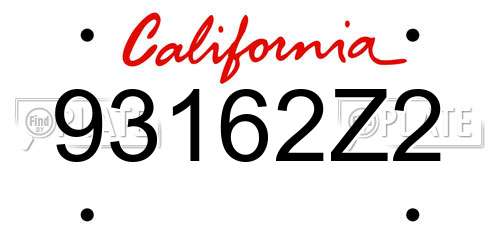 93162Z2 California License Plate