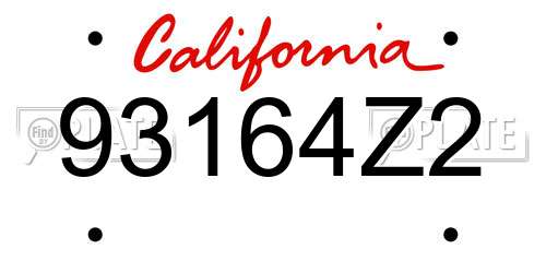 93164Z2 California License Plate