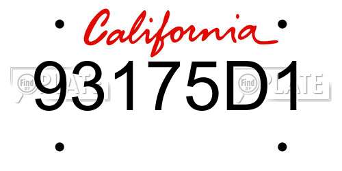 93175D1 California License Plate