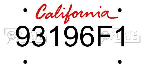 93196F1 California License Plate