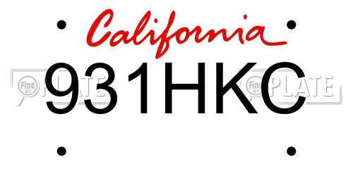 931HKC California License Plate