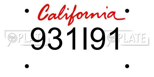 931I91 California License Plate