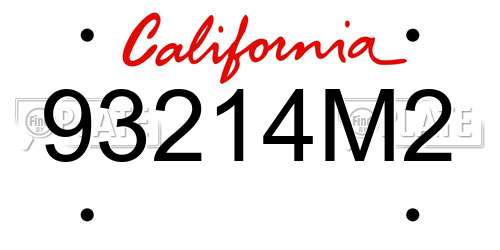 93214M2 California License Plate