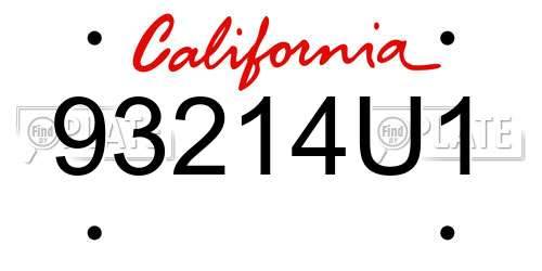 93214U1 California License Plate